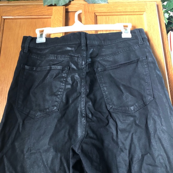 JOE’s Jeans MIA High Rise Coated Denim Wide Leg Cut Off Hem Black Size 29 - Picture 8 of 16